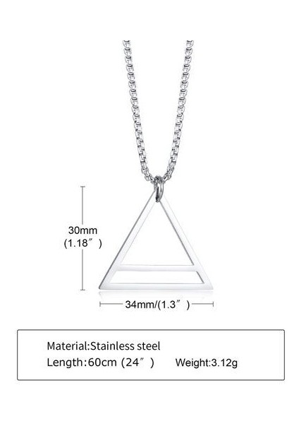 Erkek Siyah Üçgen Paslanmaz Çelik Zincir Erkek Geometrik Kolye (Yurt Dışından)