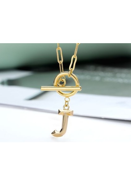 Toka Harfli Ilk Kadın Büyük Az Alfabe Altın Rengi Kolye (Yurt Dışından)