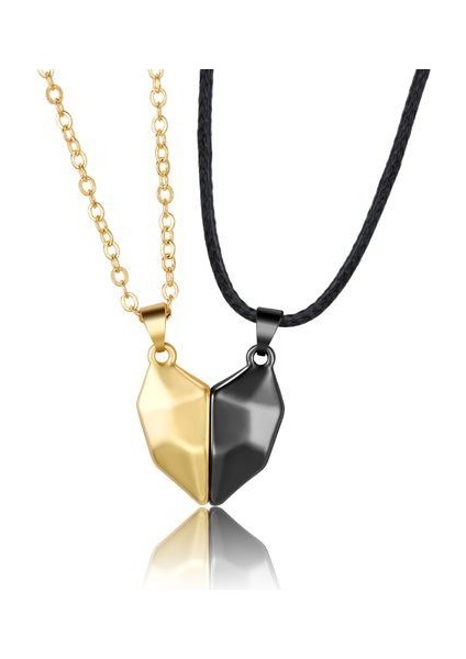 Yaratıcı Siyah Kalp Şeklinde Çift Renkli Kolye (Yurt Dışından)