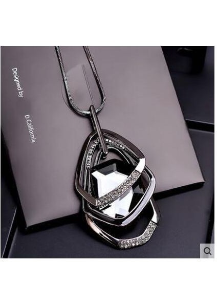 Kar Tanesi Pembe Zirkon Uzun Kazak Zinciri Ince Metal Sevimli Kristal Kolye (Yurt Dışından)