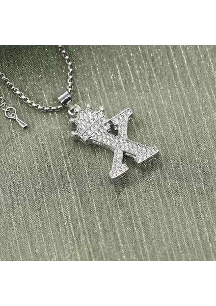 Charm Alaşım Zirkon Az Taç Alfabe Zincir Kolye (Yurt Dışından)