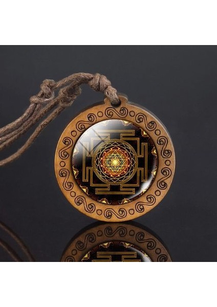 Sri Yantra Mandala Glnecklace Ahşap Budist Kutsal Geometri Takı Kolye (Yurt Dışından)