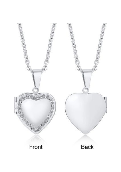 Kalp Madalyon Kadın Erkek Açılabilir Fotoğraf Çerçevesi Parlak Kolye (Yurt Dışından)