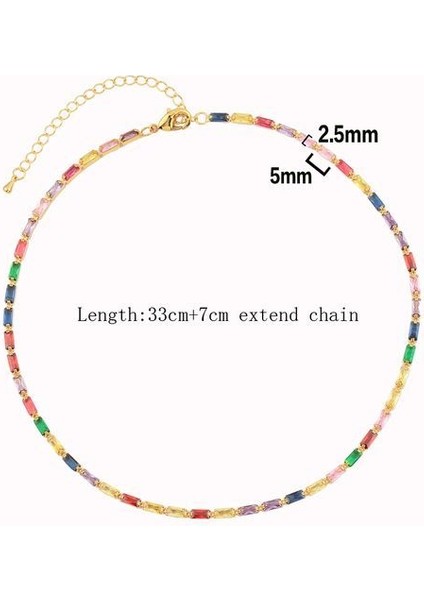 Gökkuşağı Baguete Cz Bar Geometrik Kolye (Yurt Dışından)