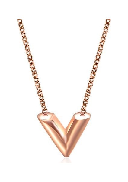 Brand V Letter Pendant Necklace For Woman Stainless Steel Women Kolye (Yurt Dışından)