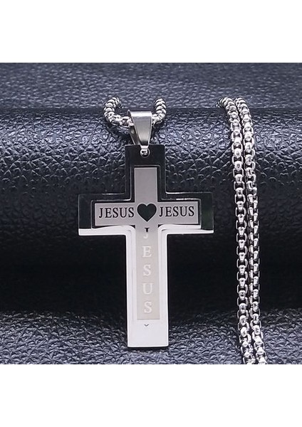 Adam Altın Renk Erkek Zincir Için Çapraz Paslanmaz Çelik Gerdanlık Kolye (Yurt Dışından)