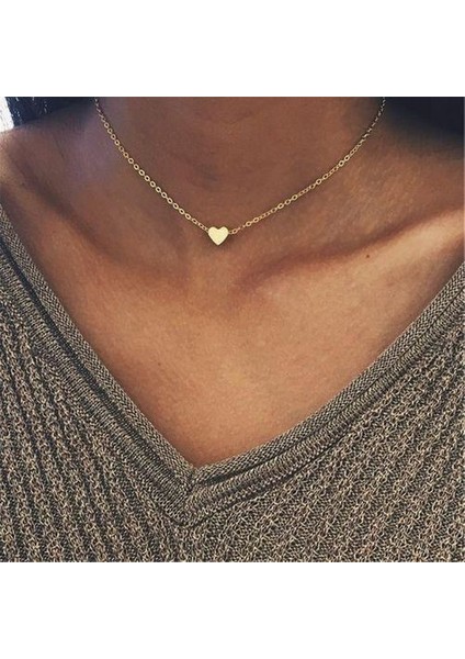Minik Kalp Gerdanlık Kadın Gümüş Renk Zinciri Küçük Kalp Kolye (Yurt Dışından)