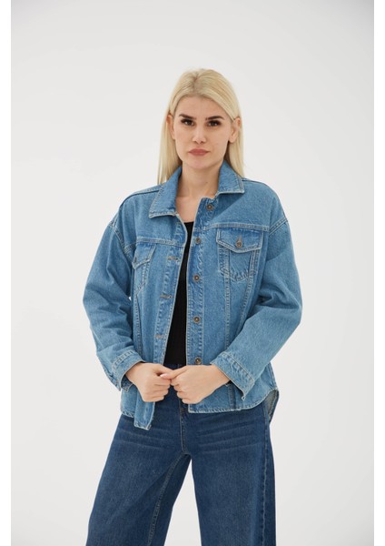 Boyfriend Denim Ceket Mavi