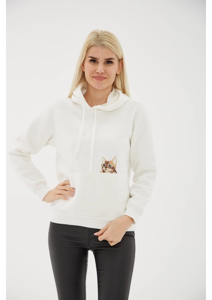 Kapüşonlu Crop Sweat Siyah