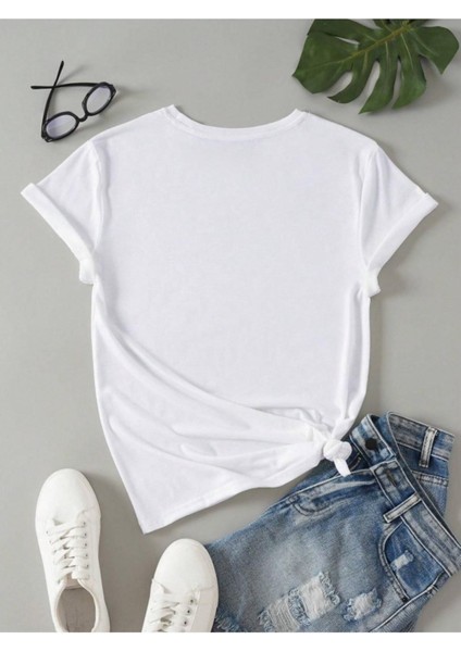 Kadın Beyaz Eye Baskılı Regular Tişört fiyatları
