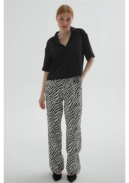 Desenli Pantolon Siyah