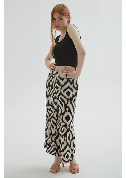 Desenli Crop Pantolon Siyah fiyatları