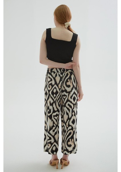Desenli Crop Pantolon Siyah indirimleri