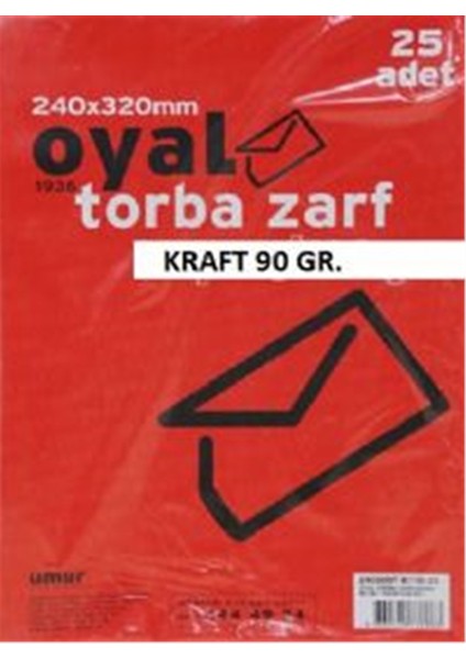 Torba Zarf 90 gr. 240 x 320 mm 25 Adet - Kraft