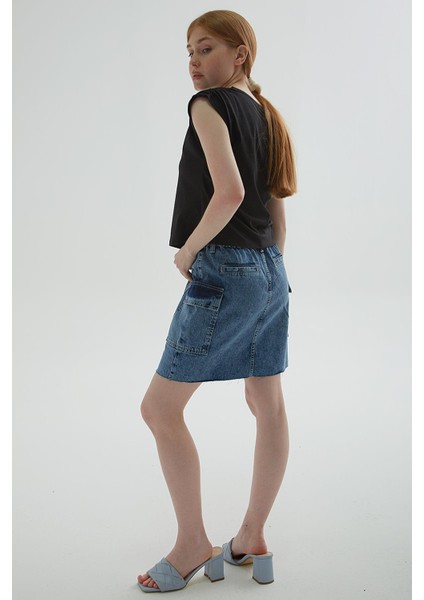 Kargo Cep Denim Etek Mavi fırsatları