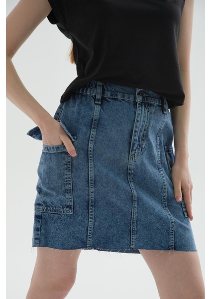 Kargo Cep Denim Etek Mavi indirimleri