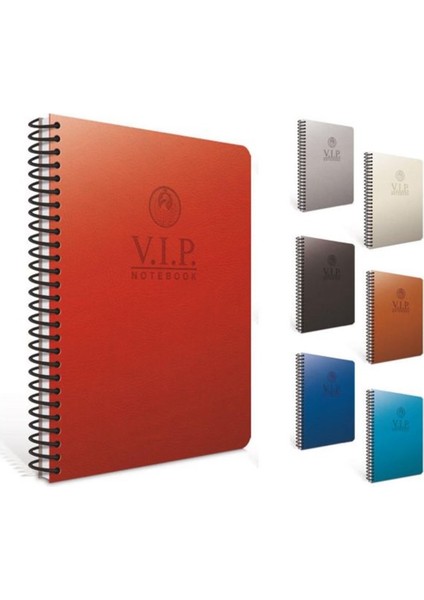 Vip Spiralli Deri Kapak Defter 17x24 140 Yaprak Çizgili
