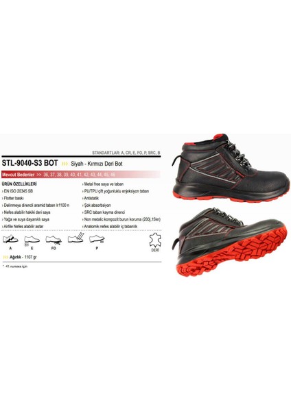 STL-9040-B S3 Src Deri Kompozit Burun Iş Botu modelleri