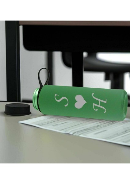 Sevgiliye Özel Isimli Su Yeşili Defter ve Yeşil Cam Matara Hediye Seti-16, Sevgiliye Hediye, Sevgililer Günü, Yeni Iş Hediyesi modelleri