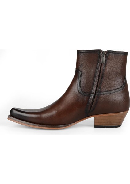 Taba Erkek Fermuarlı Düz Kovboy Bot Sote Ökçe indirimleri