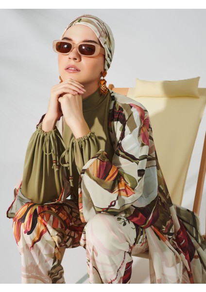 Natural Desenli Tesettür Mayo