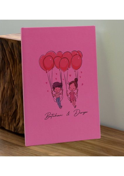 Sevgiliye Özel Isimli Pembe Defter ve Fuşya Cam Matara Hediye Seti-2, Sevgiliye Hediye, Sevgililer Günü, Yeni iş hediyesi