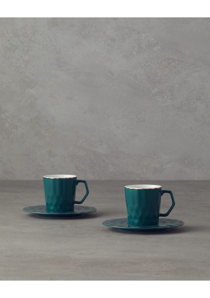 Hestia New Bone China 4 Parça 2 Kişilik Kahve Fincan Takımı Koyu Yeşil fiyatları