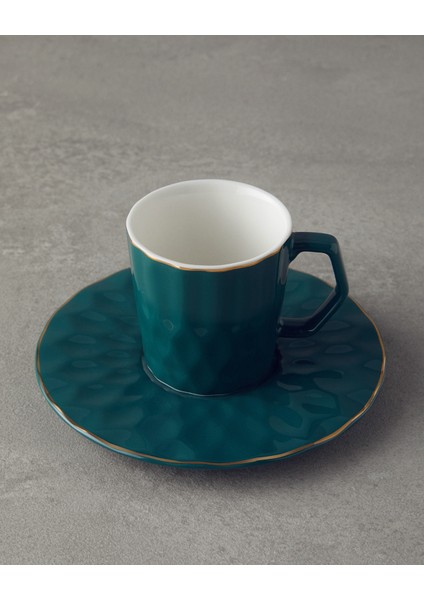 Hestia New Bone China 4 Parça 2 Kişilik Kahve Fincan Takımı Koyu Yeşil modelleri