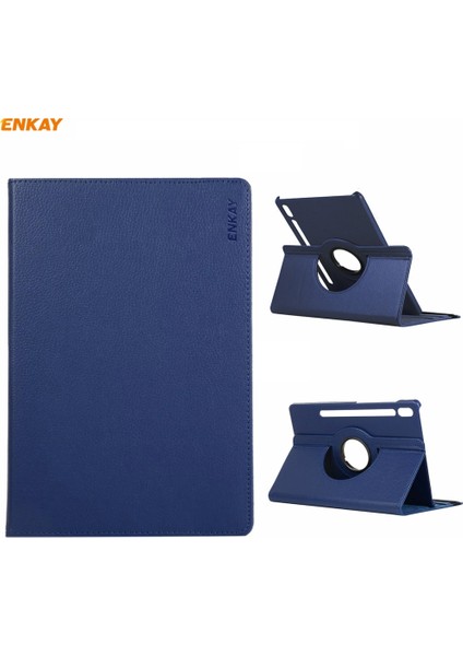 Samsung Galaxy Tab Için Enkay Pu Deri Akıllı Kılıf S7 11.0 (Dark Blue) (Yurt Dışından)