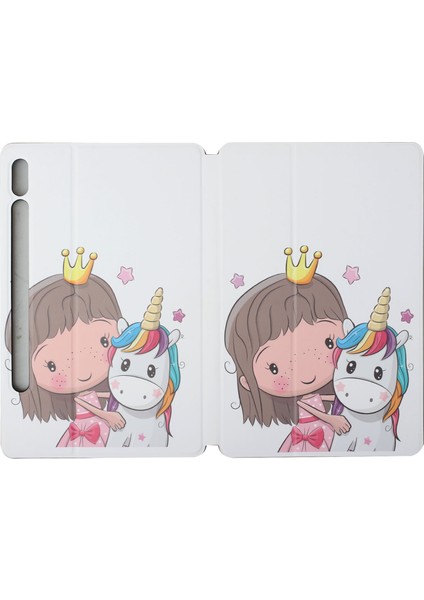 Samsung Galaxy Tab S7 SM-T870 / T875 Deri Kılıf (Girl Unicorn) (Yurt Dışından)