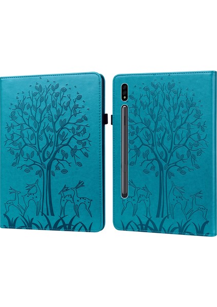 Samsung Galaxy Tab S7 SM-T870 Için Pu Deri Kılıf (Blue) (Yurt Dışından)