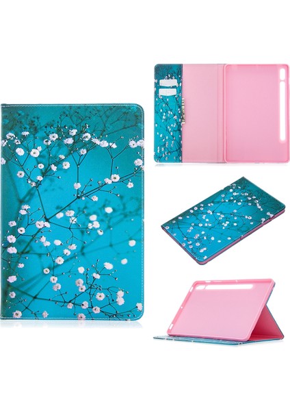 Samsung Galaxy Tab S7 T870 Deri Kılıf Için (Plum Blossom) (Yurt Dışından)