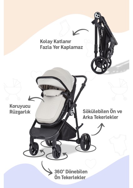 BC 305 - Zeta Travel Sistem Bebek Arabası ( Gri )