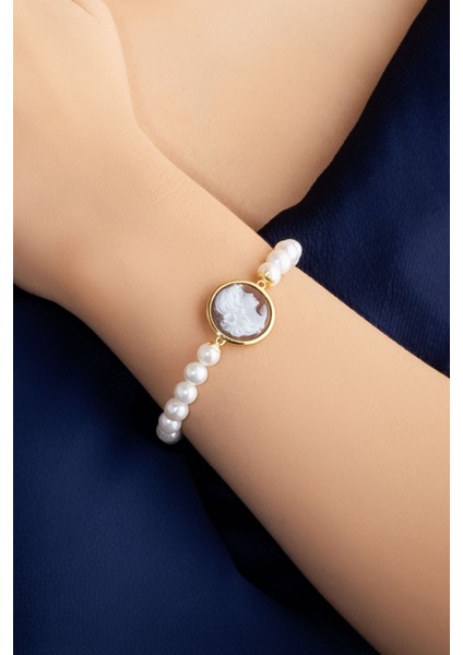 Cameo Italiano 18 Ayar Sarı Altın Kaplama 19 cm Gümüş Inci Bileklik modelleri