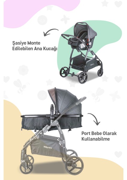 Baby Care BC 315 - Safari Pro Travel Sistem Bebek Arabası ( Siyah )