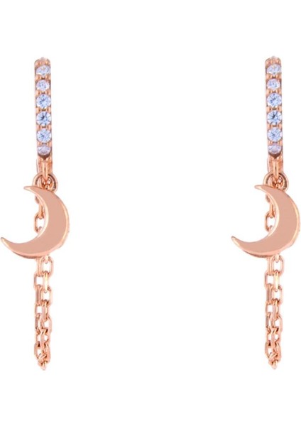 925 Ayar Gümüş Zincir Detaylı Hilal Küpe fiyatları