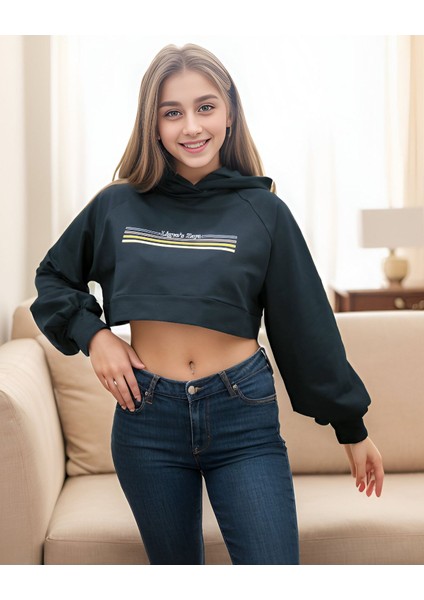 Kapuşonlu Crop Sweatshirt