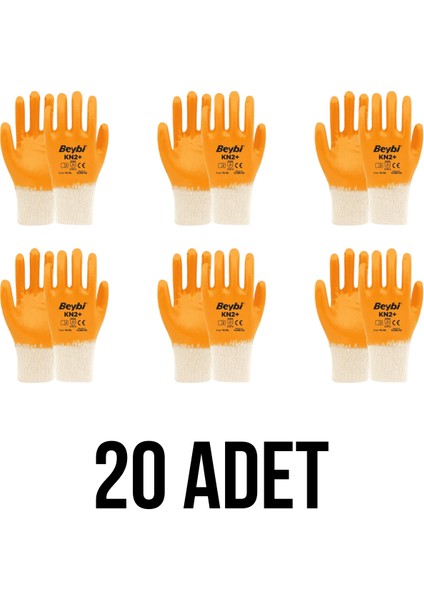 Kn2+ Pamuk Nitril Yağ ve Grese Dayanıklı Eldiven - No 10 (20 Adet)