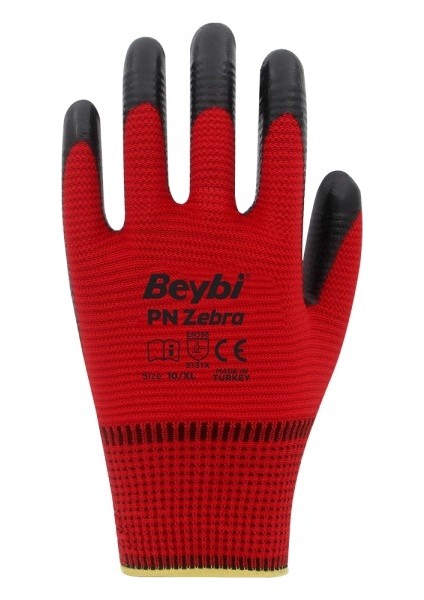 Pn Zebra Nitril Eldiven Kırmızı/siyah No:10 (25 Adet)