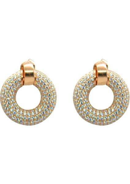 925 Ayar Gümüş Taş İşlemeli Yuvarlak Küpe fiyatları