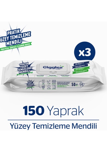 150 Adet Pratik Yüzey Temizleme Havlu Mendil