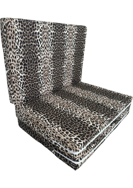 Katlanır Yer Yatağı ve Tek Kişilik Sünger Katlanır Minder Yatak 90X190X10 Cm-Leopar