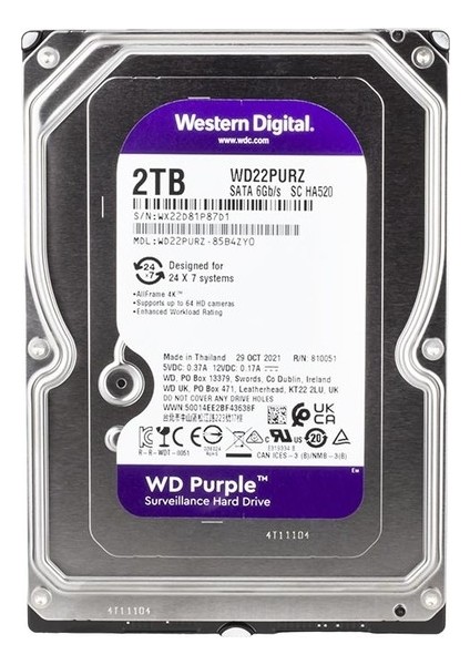 BYR002 Western Digital Purple WD22PURZ/WD23PURZ 2 Tb (Yurt Dışından)