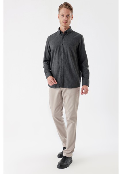 Siyah Uzun Kollu Gabardin Sert Yaka Cepli Casual Comfort Fit Rahat Kesim Gömlek 1004235108 fiyatları