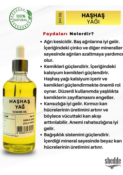 Haşhaş Yağı -50 ml Özel Kutuda