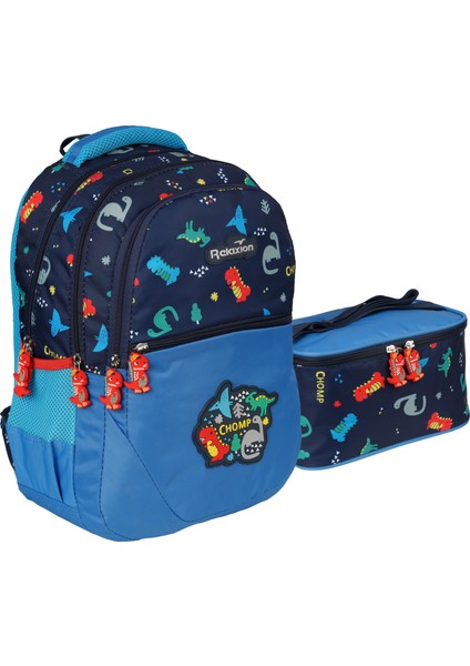 Erkek Çocuk Beslenmeli Suya Dayanıklı 4 Bölmeli Okul Sırt Çantası SYG1350 MAVIDINAZOR