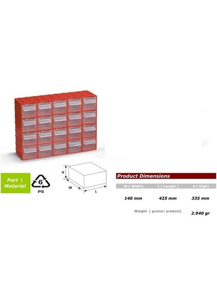 Port-Bag Hobby Plastik Çekmece Seti Kırmızı fiyatları