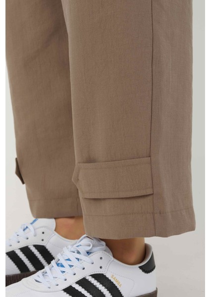 Paça Detaylı Modal Pantolon Mocha modelleri