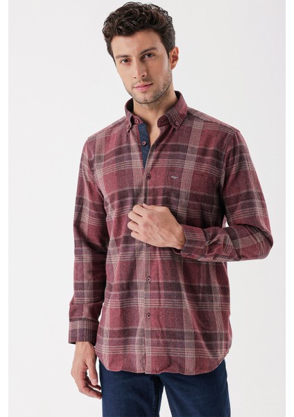 Uzun Kollu Ekoseli Gabardin Sert Yaka Cepli Garnili Casual Comfort Fit Gömlek 1004235110 modelleri