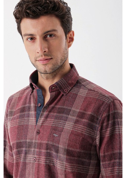 Uzun Kollu Ekoseli Gabardin Sert Yaka Cepli Garnili Casual Comfort Fit Gömlek 1004235110 indirimleri